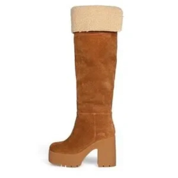Jeffrey Campbell Brown Suede Shearling Knee-High Boots Sz 6.5 - Picture 2 of 14